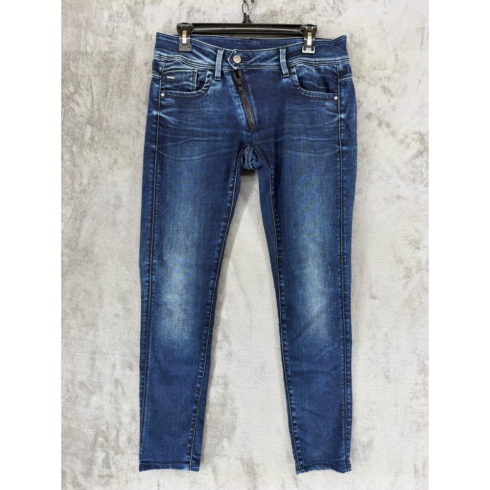 G-Star Raw Lynn‎ Zip Mid Skinny Jeans Womens 30x34 Dark Wash Blue Denim 60887